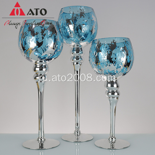 Ato Distspinted Cracked Mercury Glass Holder Sandle
